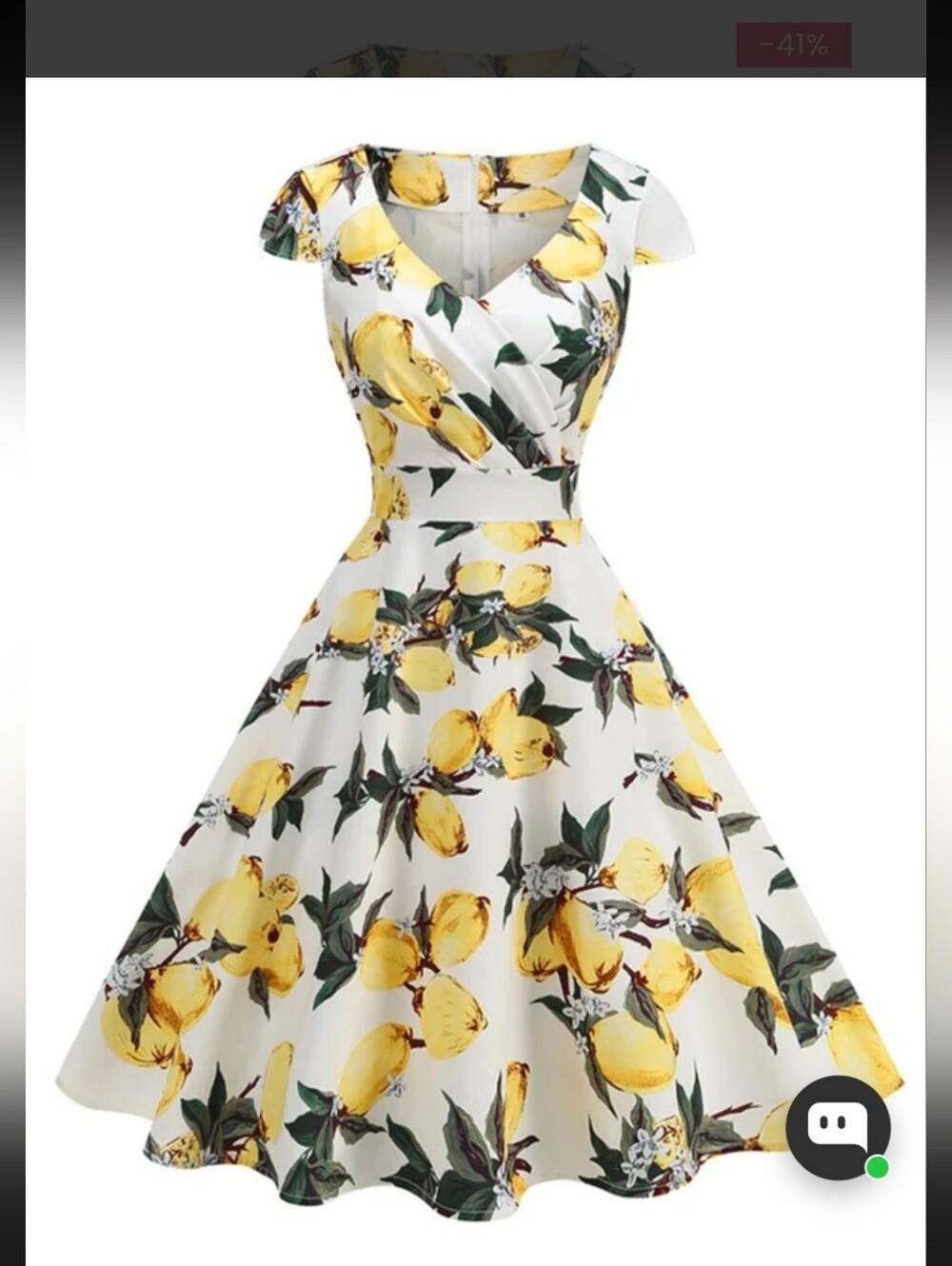 Retro Stage Yellow 1950s Surplice V-Neck Lemon Dress M